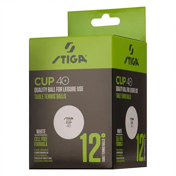 Мяч для наст. тенниса Stiga Cup ABS, 1110-2510-12, диам.40+мм, пластик, упак. 12 шт, белый за 1&nbsp;774.80 ₽ в Тольятти