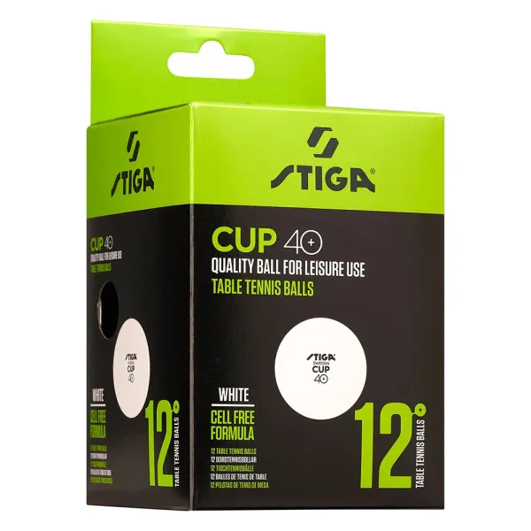 Мяч для наст. тенниса Stiga Cup ABS, 1110-2510-12, диам.40+мм, пластик, упак. 12 шт, белый за 1&nbsp;774.80 ₽ в Тольятти