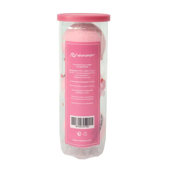 Мяч для падела NS Sakura, UAA2, уп.3 шт, сукно, нат.резина, розовый за 824.50 ₽ в Тольятти
